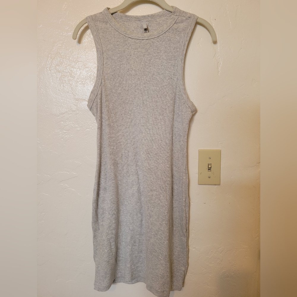 SKIMS Grey Cotton Ribbed Sleeveless Tank Dress